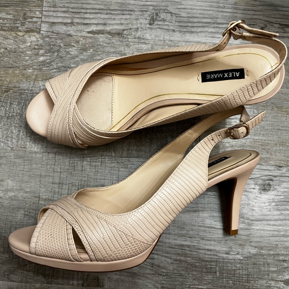 Alex Marie Cream Criss-Cross Slingback Heels